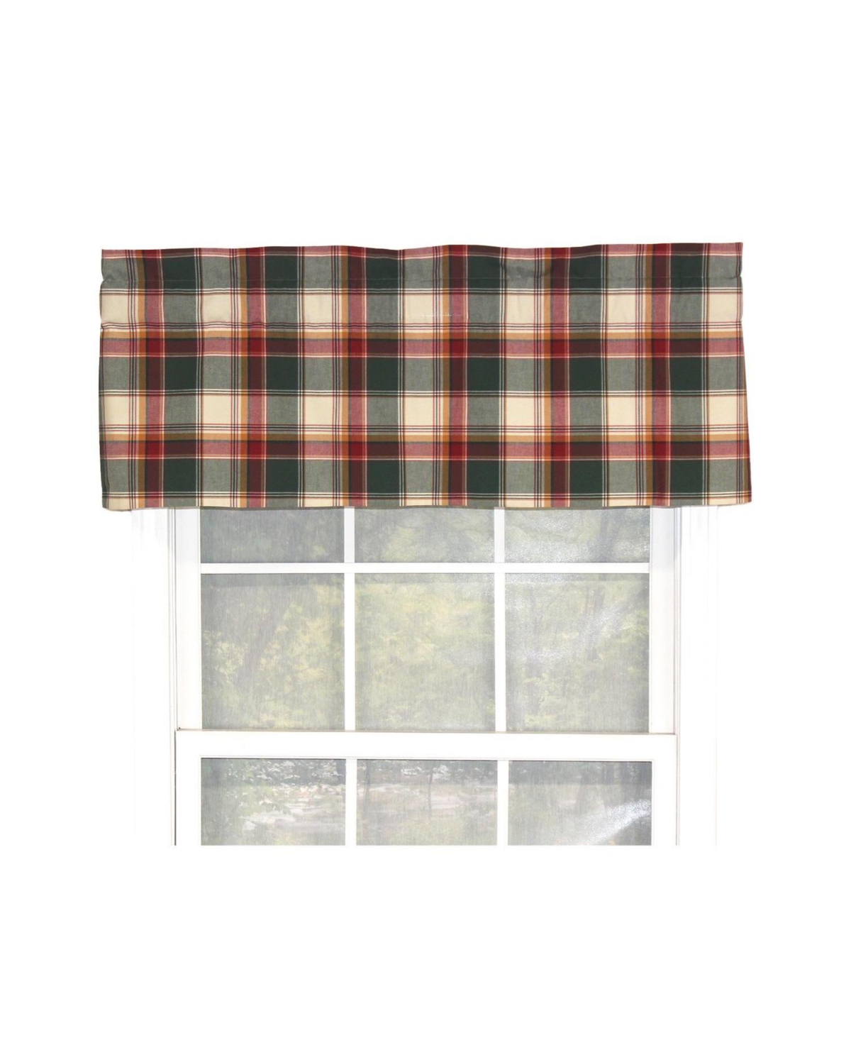 Rlf Home Cabin Plaid Tailored 100% Cotton with Fully Lined 3" Rod Pocket Valnance for Windows 50" x 14" Forest