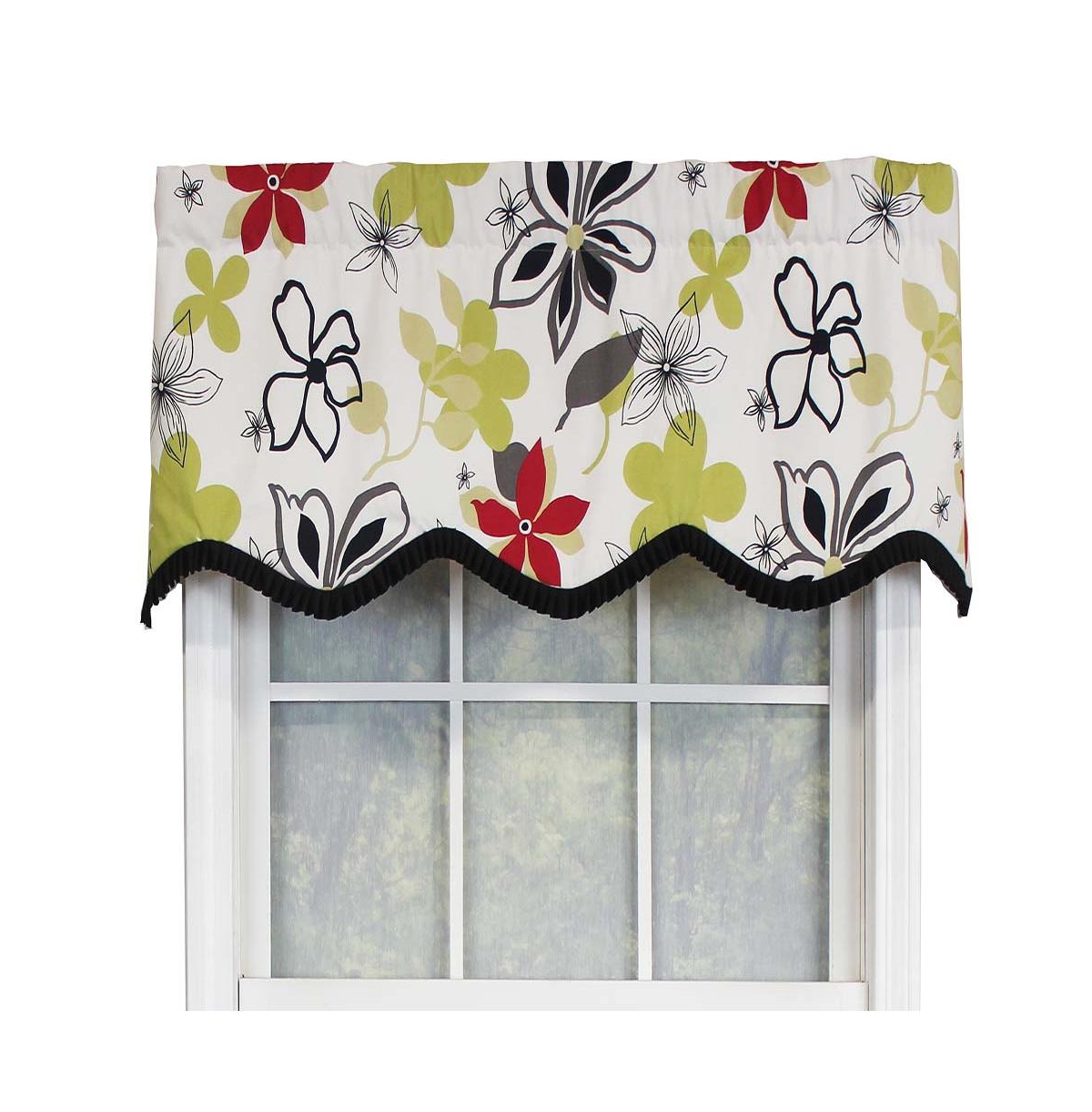 Rlf Home Aria Ruffled Window Treatment Provance Premium Quality Valance 3" Rod Pocket 50" x 17" Multi/Ivory