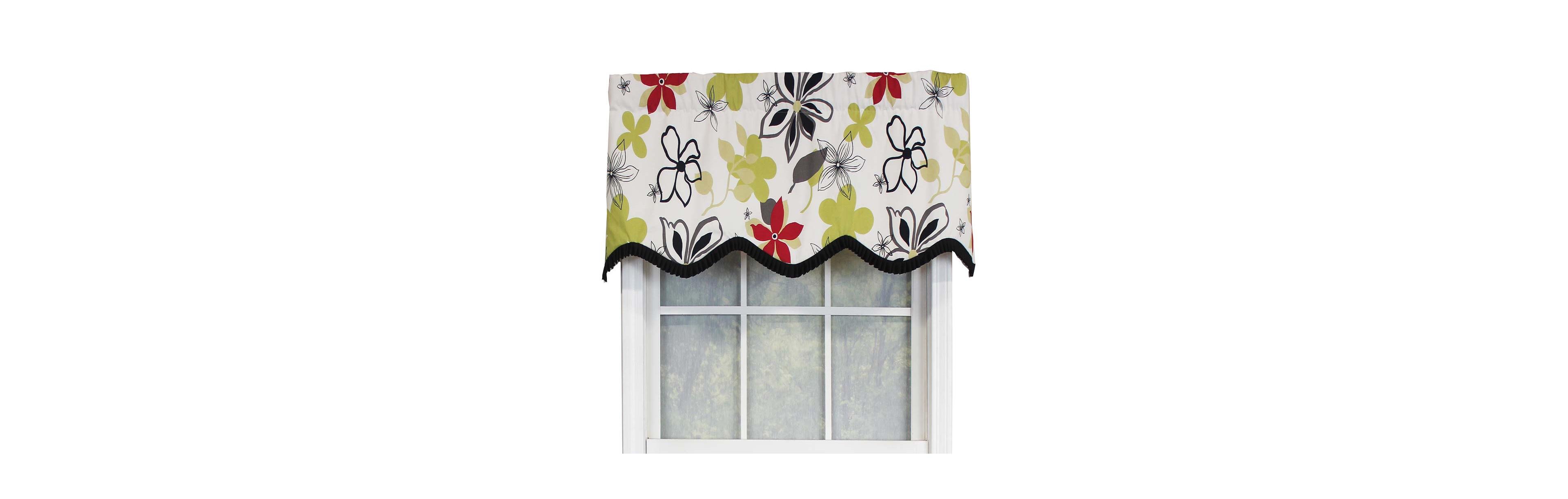 Rlf Home Aria Ruffled Window Treatment Provance Premium Quality Valance 3" Rod Pocket 50" x 17" Multi/Ivory