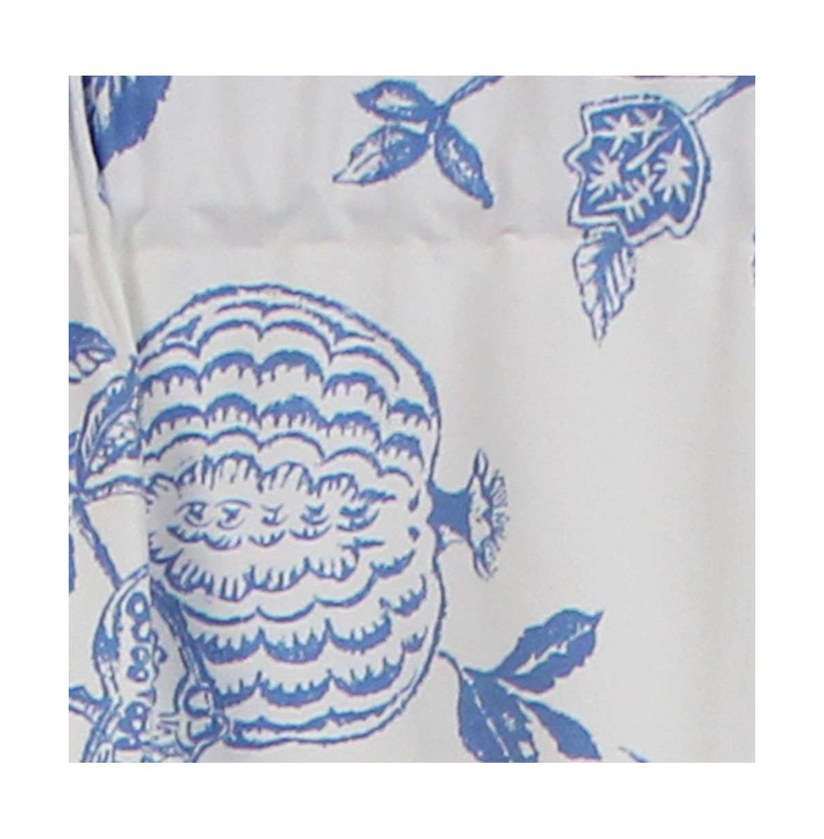 Rlf Home Natalie Bell Floral Print Extra Wide Window Treatment Valance 3" Rod Pocket 65" x 16" Cyan Blue