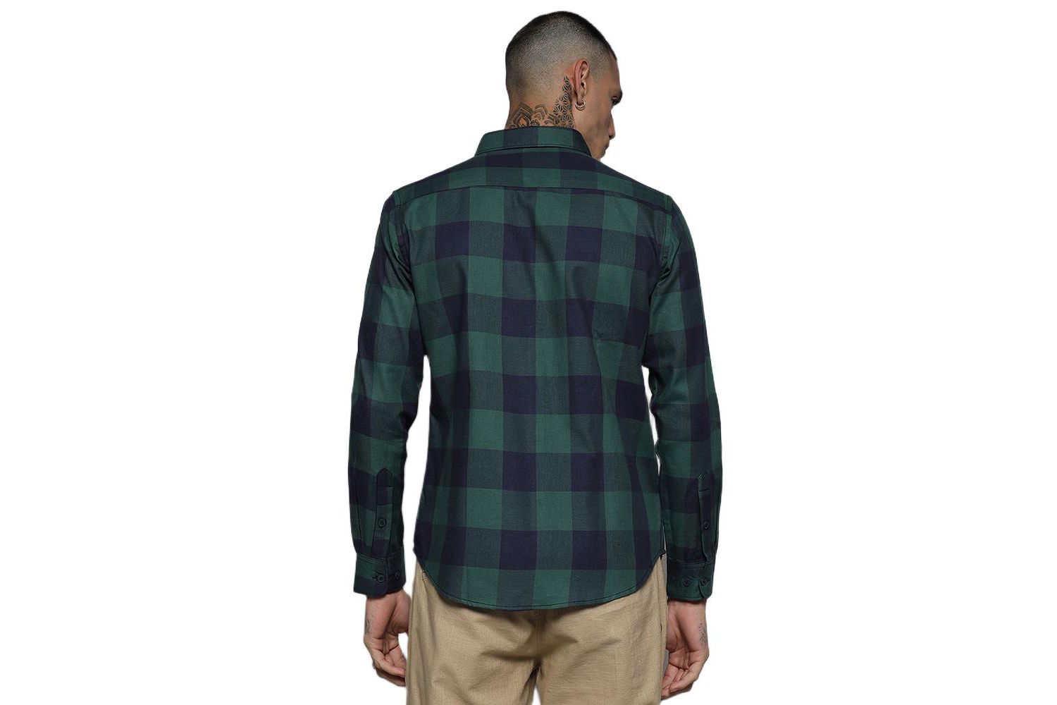 Men's Navy Blue & Forest Green Buffalo Check Shirt