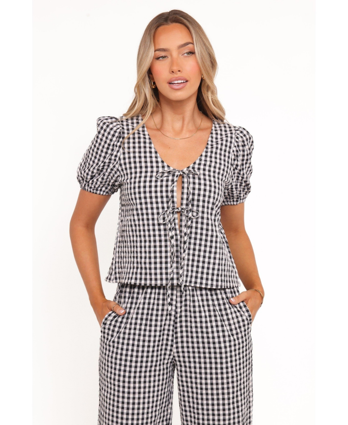 Petal and Pup Women's Hilda Pant Set - Black Gingham