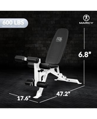 Marcy Powder Coated Steel Home Gym Multipurpose Adjustable Weight Bench, White