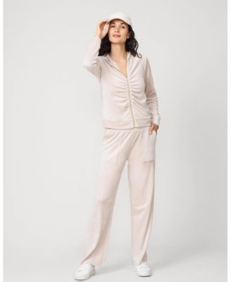 Women's Ruched Zip-Up Velour Set
