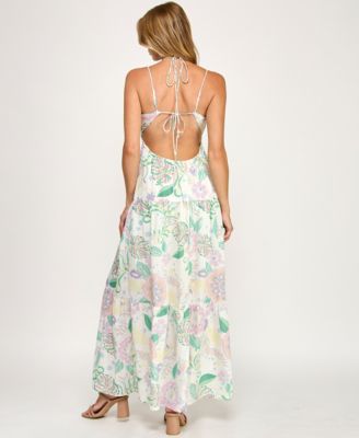 Juniors' Keyhole Halter Maxi Dress