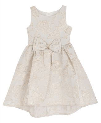 Rare Editions - Girls 2T-6X Round Neck Shimmery Bow Detail Dress