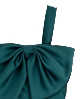 Girls' 7-16 Asymmetrical Bow Sleeveless Mikado Dress