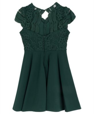 Girls' 7-16 Lace and Skater Short-Sleeve Dress