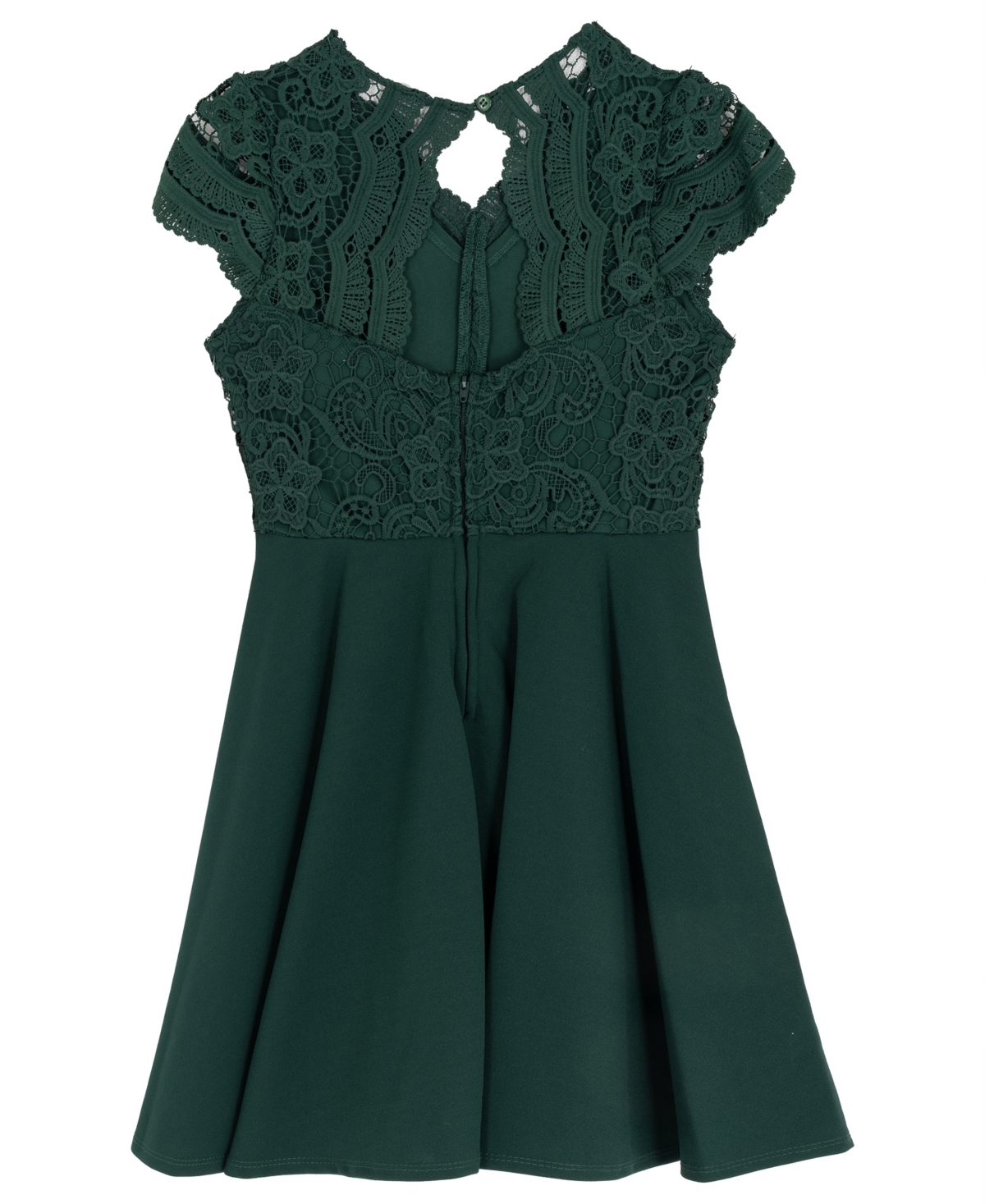 Rare Editions Girls 7-16 Lace And Skater Short-sleeve Dress In Green