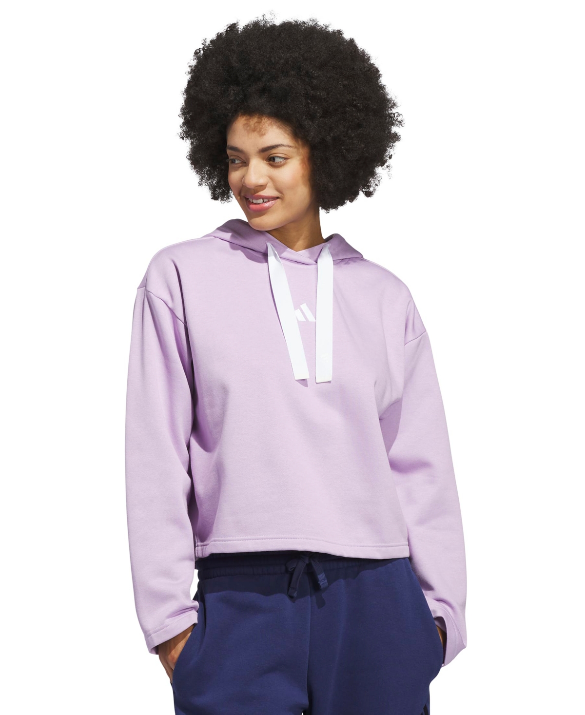 Adidas Originals Adidas Crop Fleece Hoodie In Purple