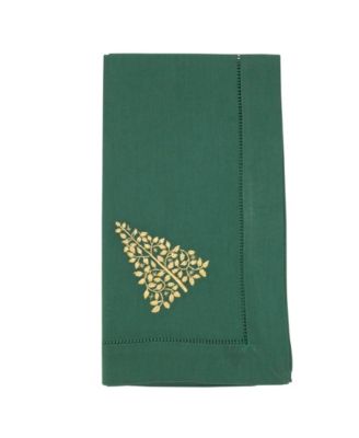 Embr'D Christmas Tree Hemstitch Napkin, Set of 6