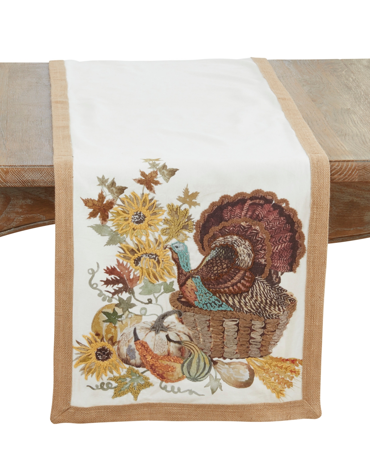 Saro Lifestyle Embroidered Turkey Table Runner, 16" x 72"