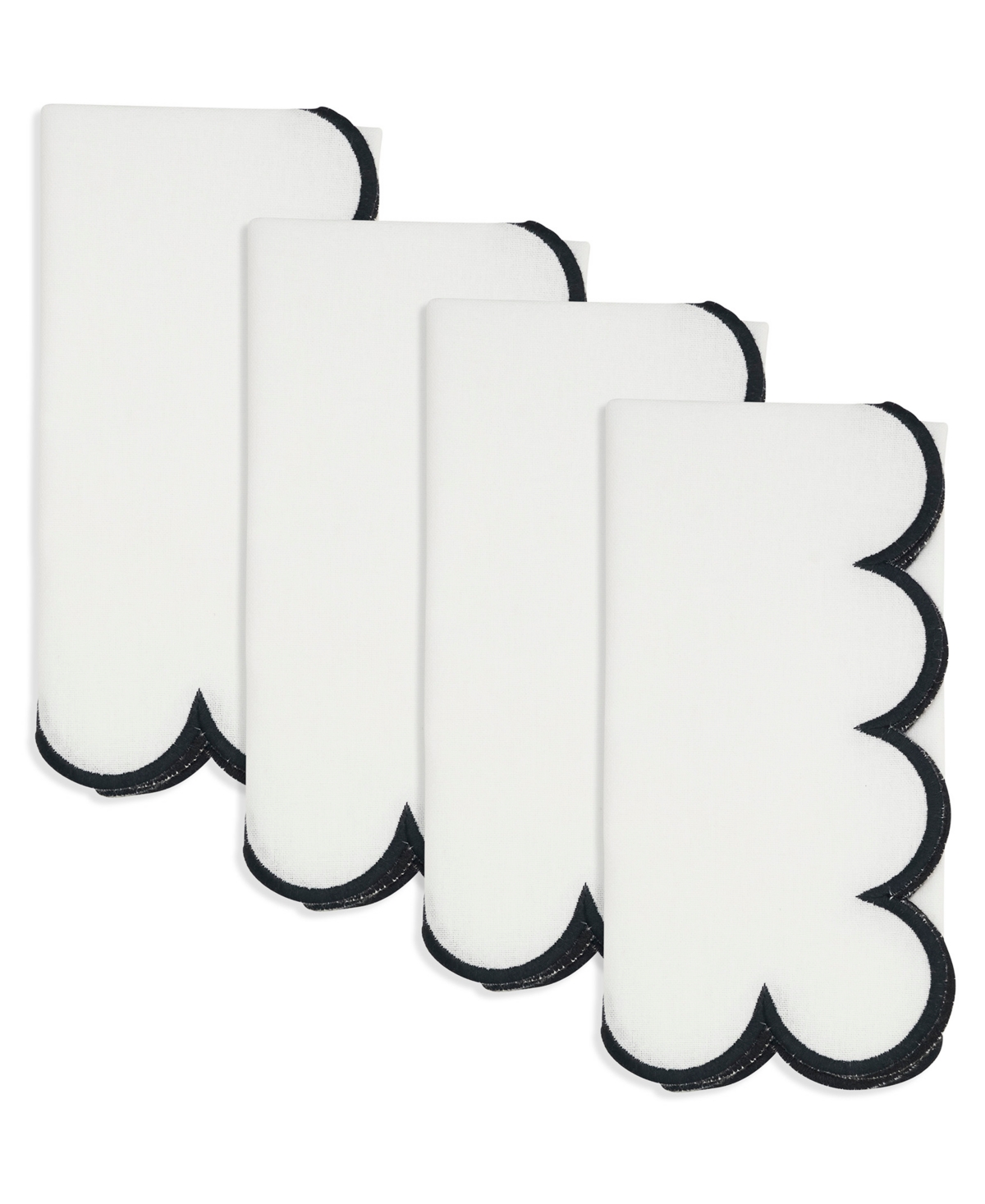 Saro Lifestyle Scalloped Hem Napkin, Set Of 4 In Black