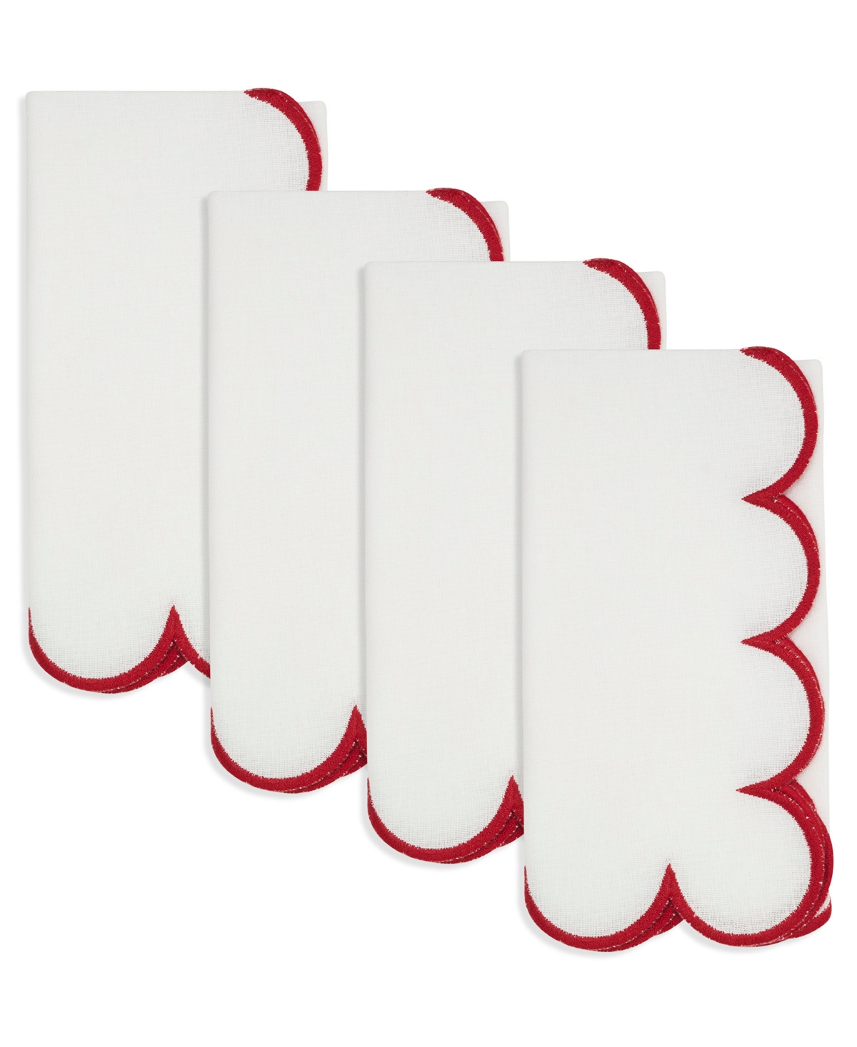 Saro Lifestyle Scalloped Hem Napkin, Set Of 4 In Red