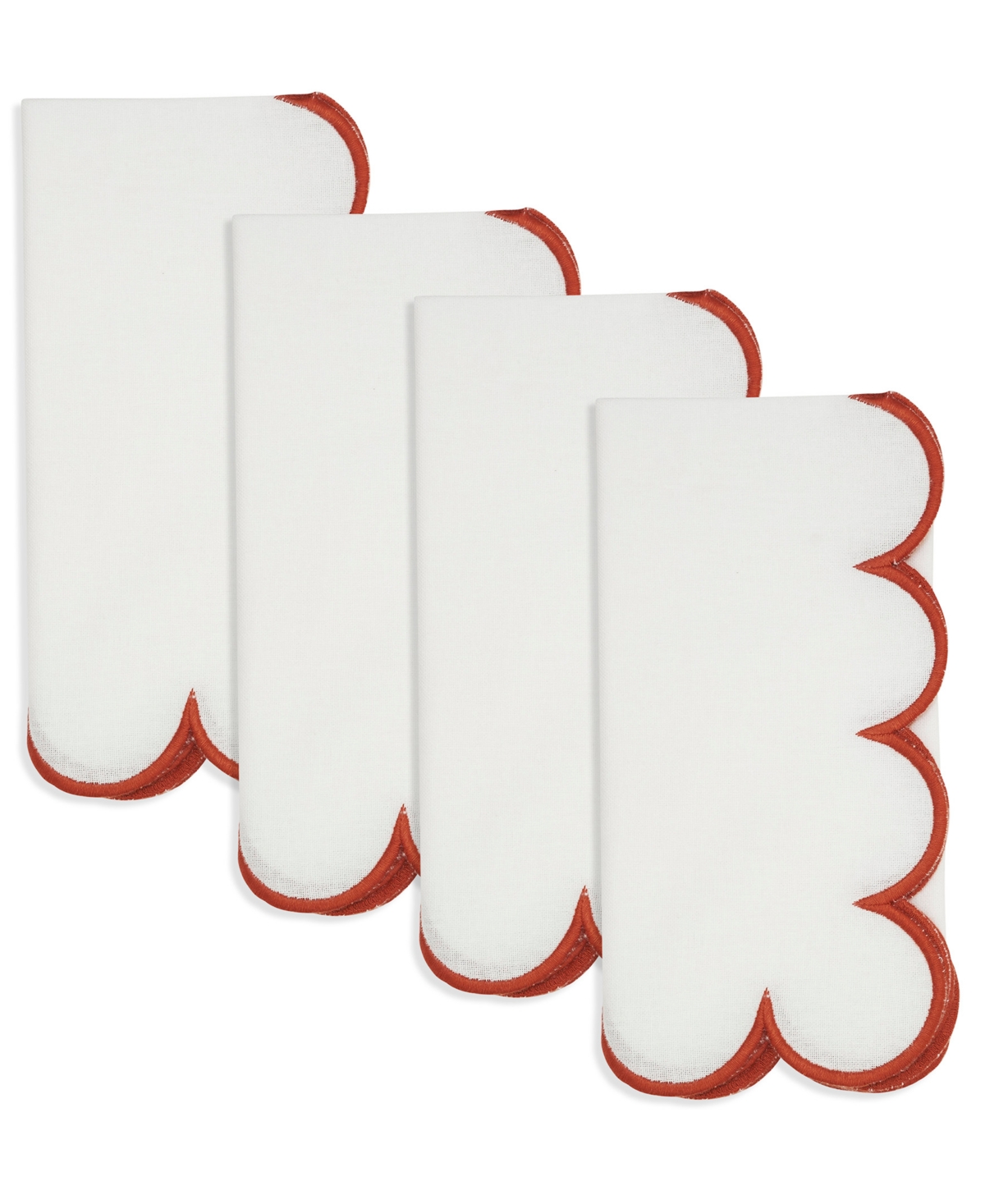 Saro Lifestyle Scalloped Hem Napkin, Set Of 4 In Brown