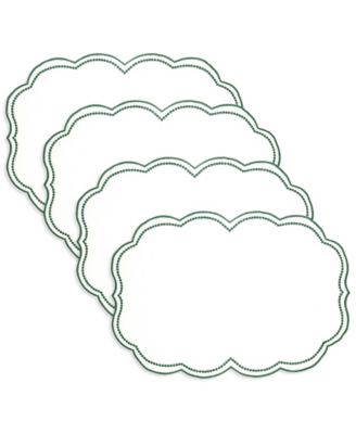 Embroidered Polka Dot Placemat with Scallop Edge, Set of 4