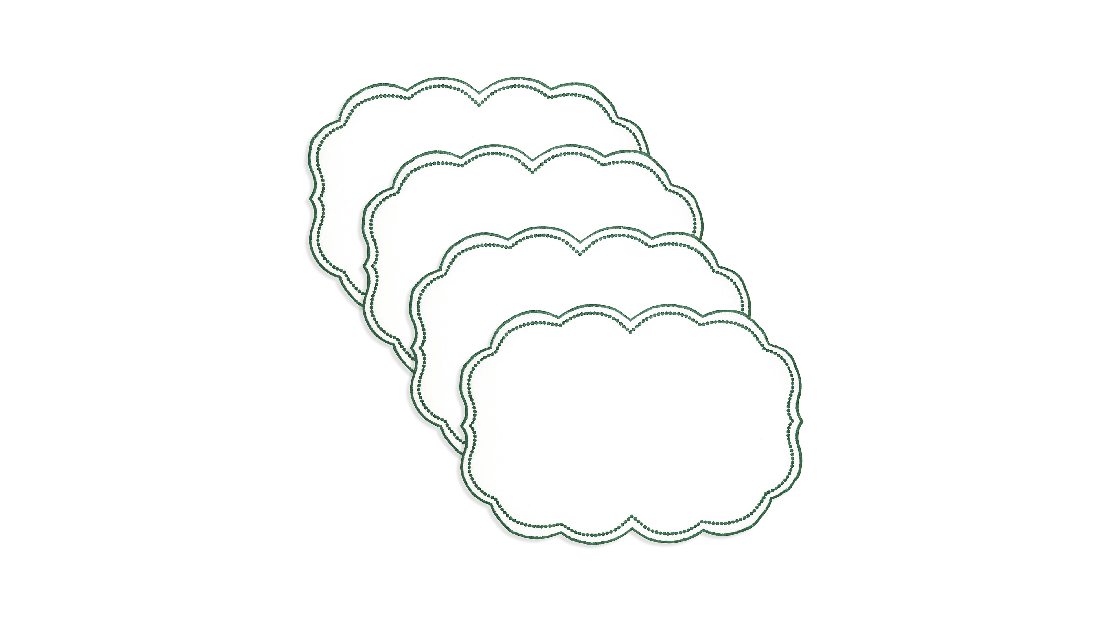 Saro Lifestyle Embroidered Polka Dot Placemat with Scallop Edge, Set of 4