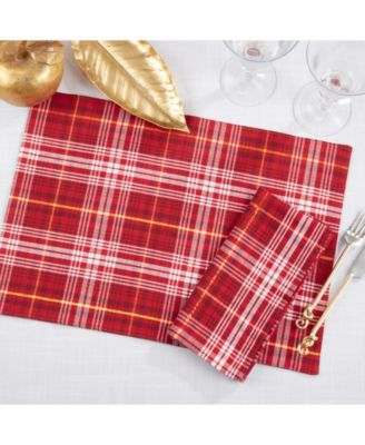Rustic Plaid Placemat and Napkin Set, Set of 8