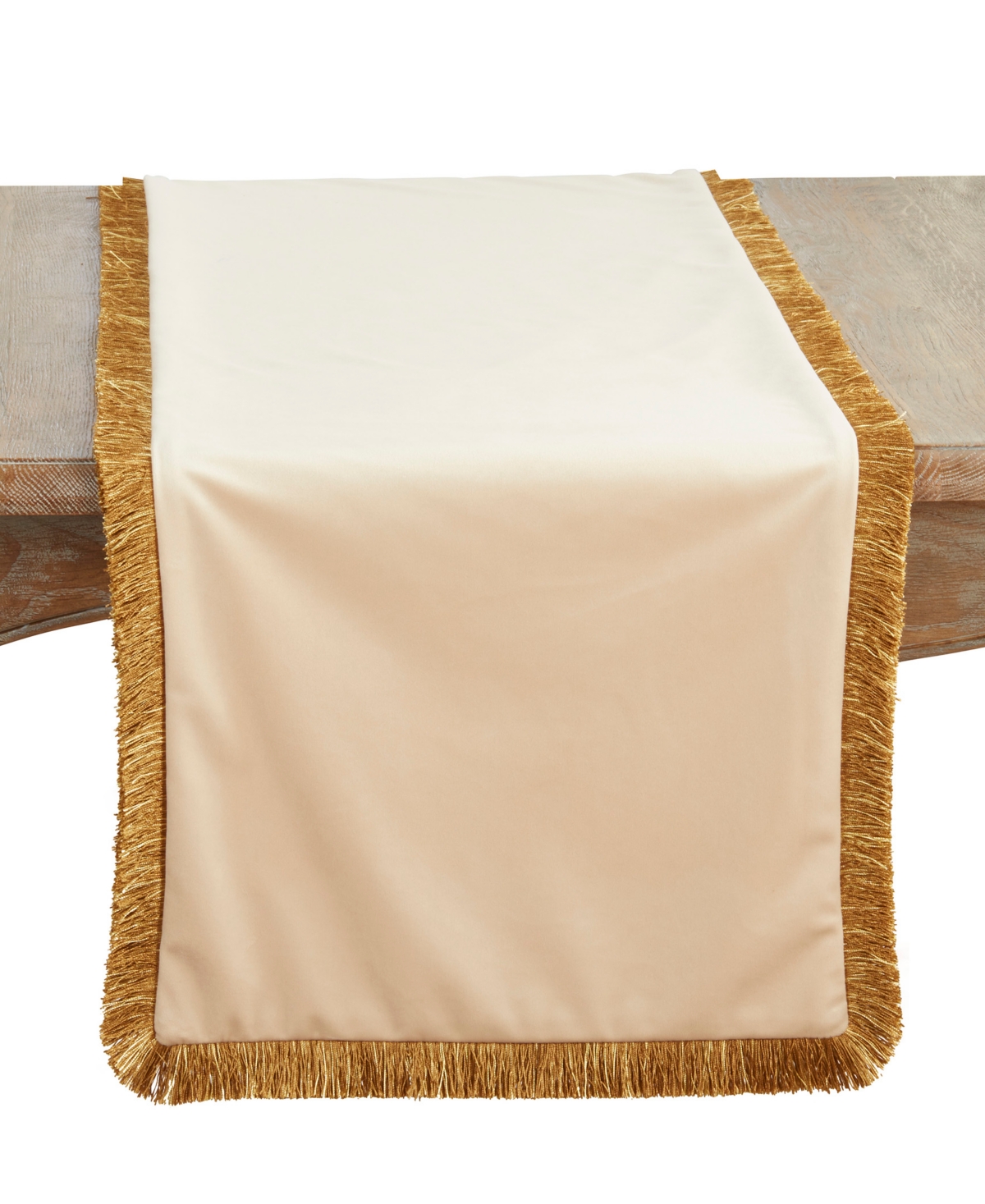 Saro Lifestyle Velvet Fringe Table Runner, 16" x 72"