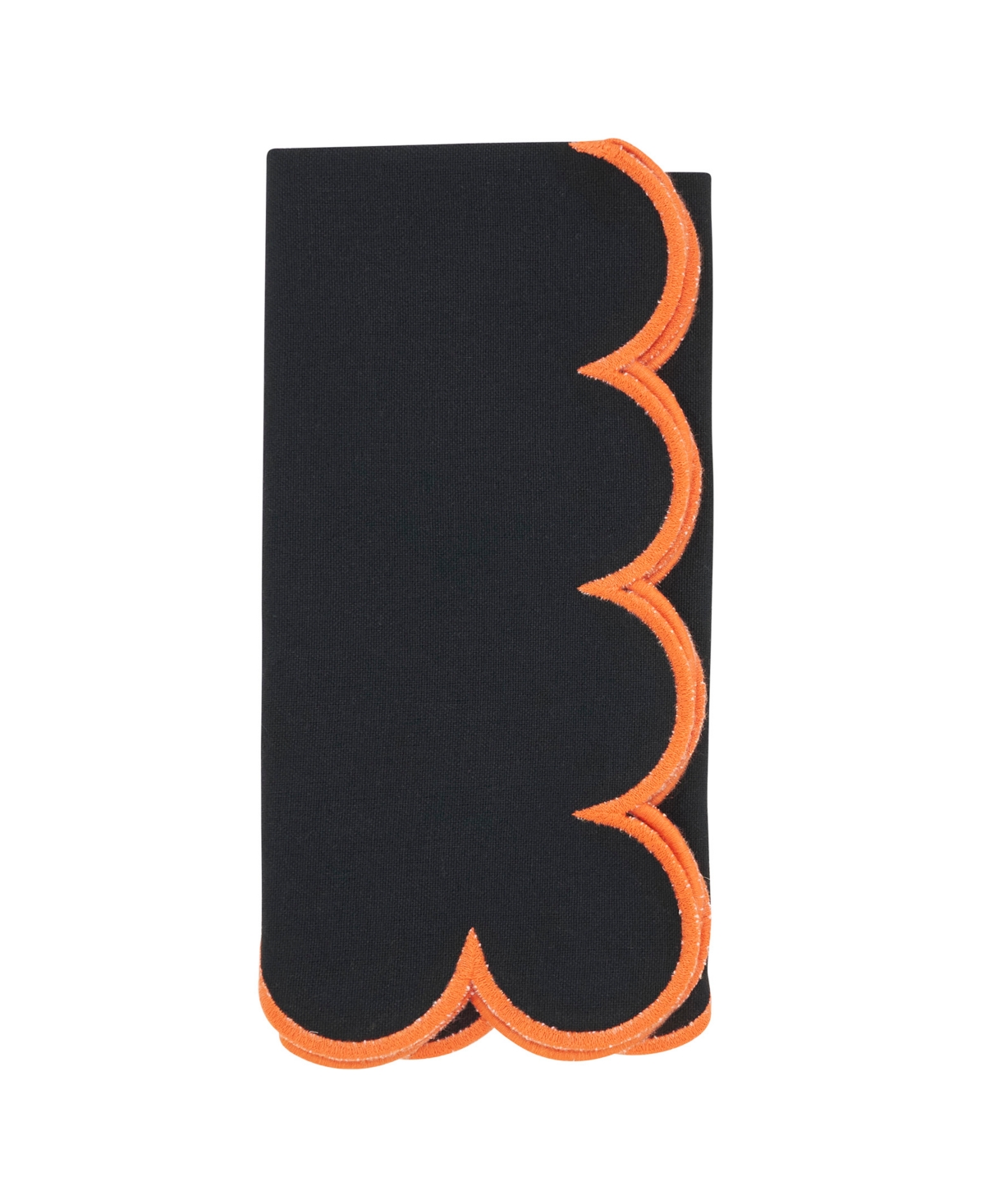 Saro Lifestyle Sweet Edge Scalloped Napkin, Set Of 4 In Black
