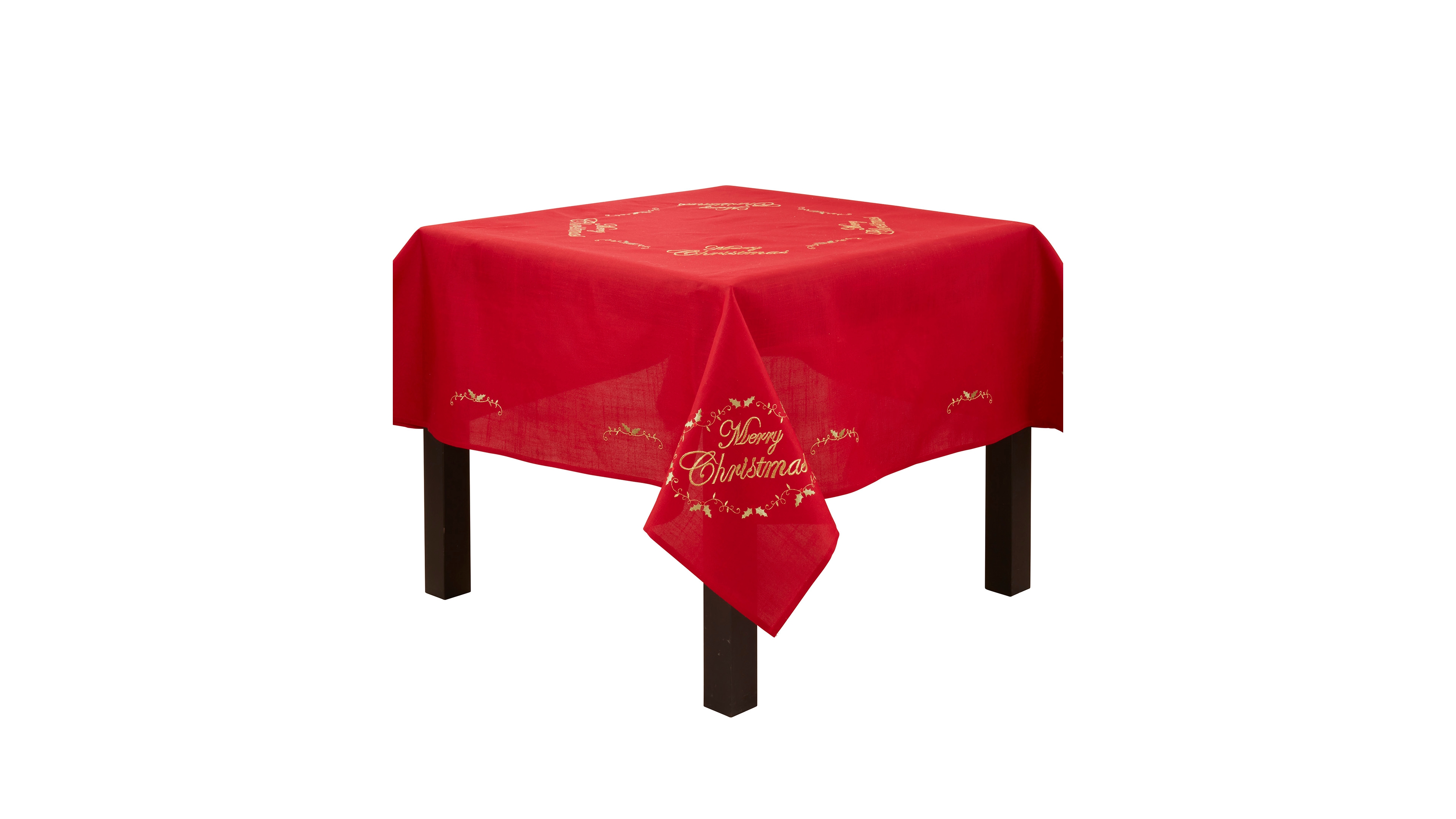 Saro Lifestyle Merry Christmas Embroidered Design Tablecloth, 70" x 70"
