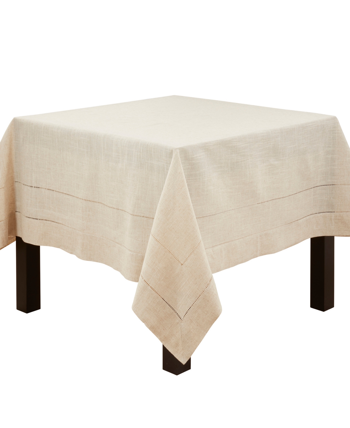 Saro Lifestyle Linen Blend Toscana Double Hemstitched Tablecloth, 90" X 90" In Brown