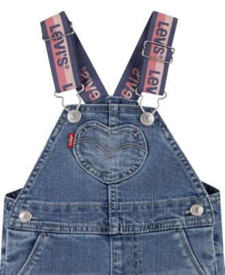 Baby Girls' Heart Pocket Denim Sleeveless Overalls