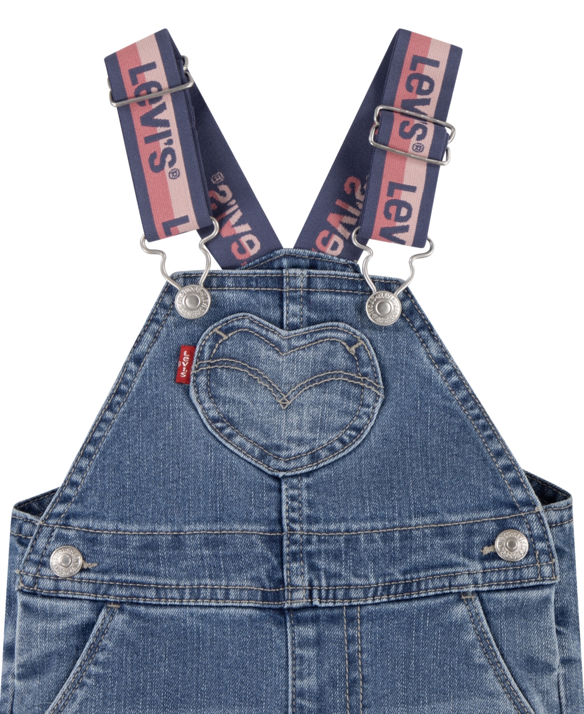 Levi's Baby Girls Heart Pocket Denim Sleeveless Overalls In Blue