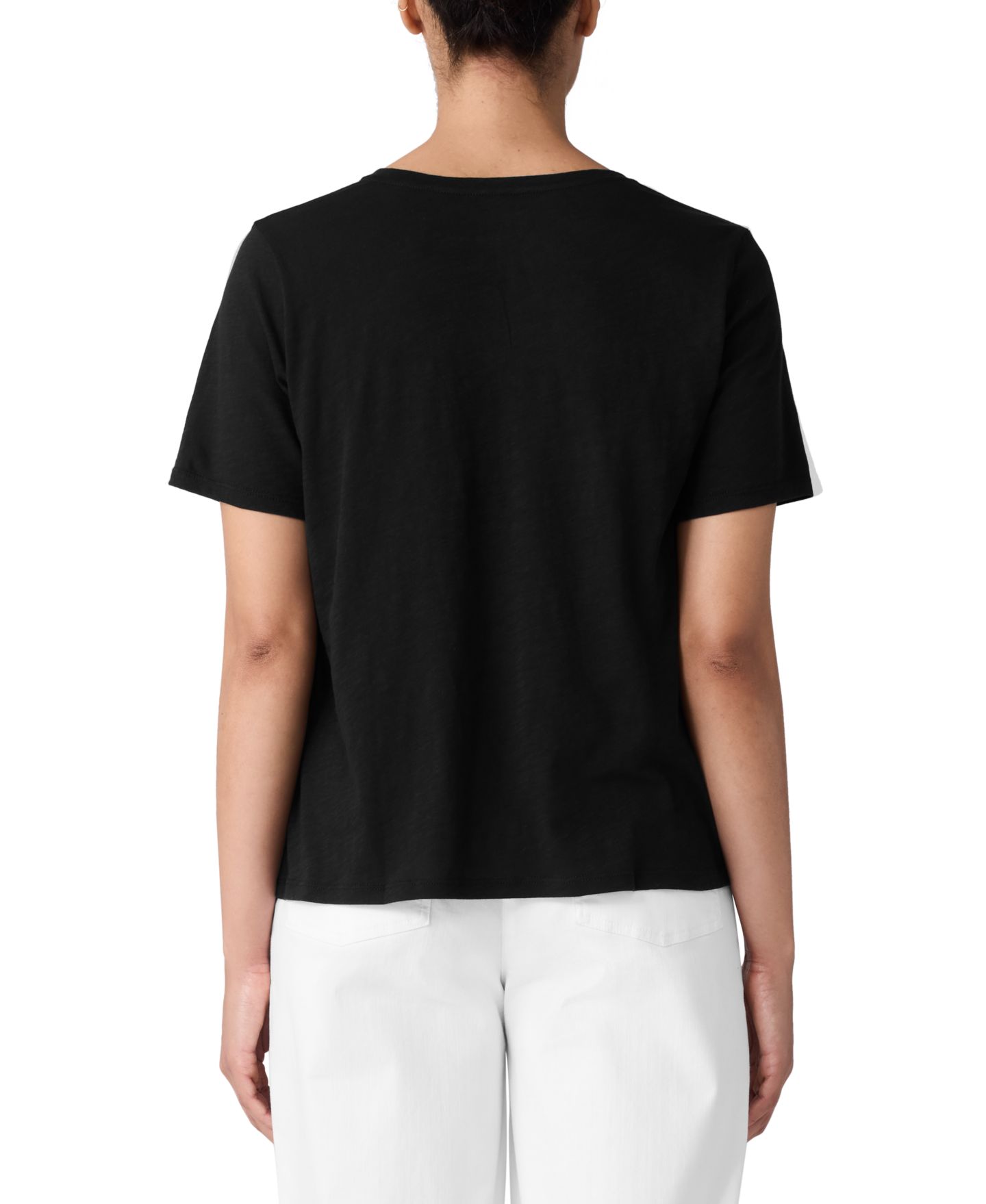 Женская футболка Eileen Fisher V-Neck, цвет: Чёрный — фото 4