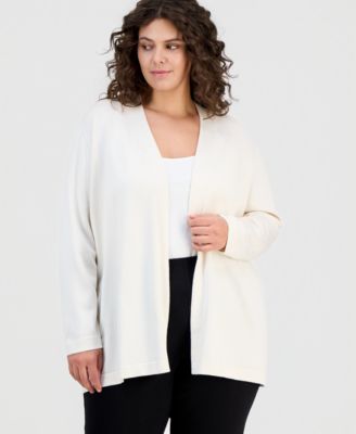 AK Anne Klein Plus Size Open-Front Cardigan