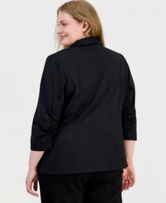 Plus Size Scrunch 3/4-Sleeve Blazer