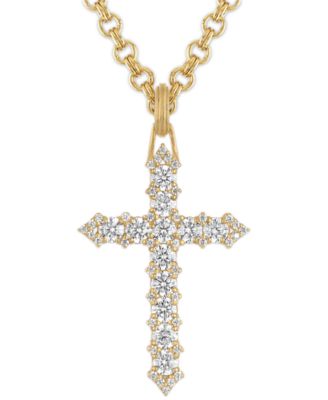 Esquire Men's Jewelry - Lab-Grown Diamond (3-1/2 ct. t.w.) Necklace in 18K Gold-Plated with Sterling Silver