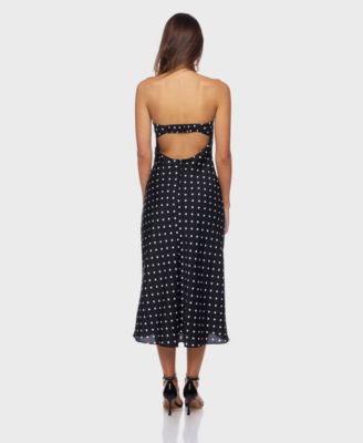 Juniors' Polka Dot with Bow Strapless Dress