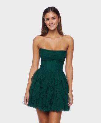 Alex & Sophia - Women's Petal Mesh with Glitter Sleeveless Dress