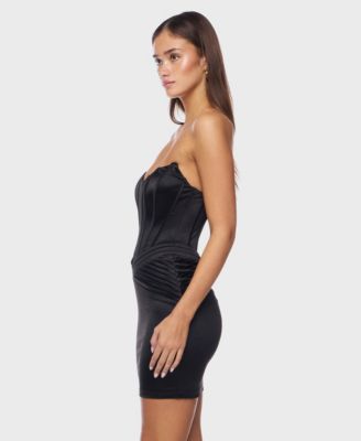 Juniors' Strapless Bustier Pleated-Waist Dress