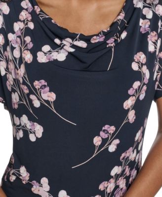 Women's Printed Drape Front Short-Sleeve Top