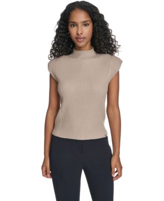 Calvin Klein - Women's Mock Neck Cap Sleeve Sweater