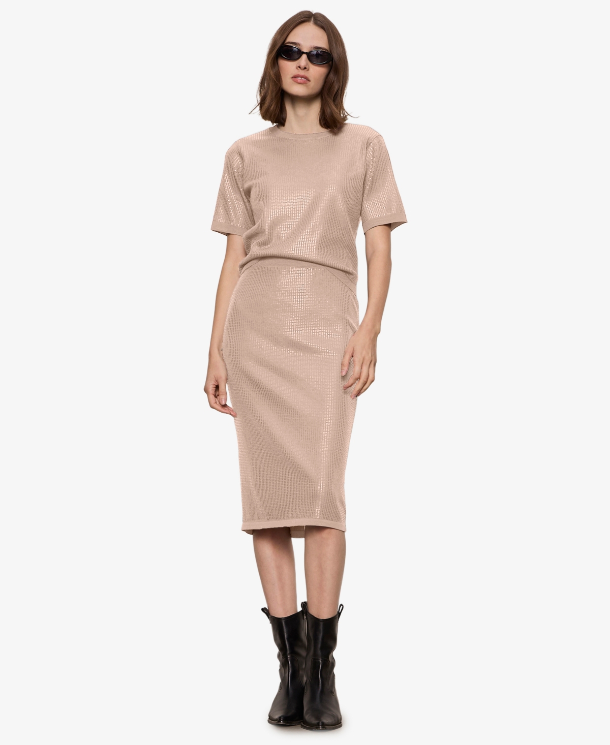 Sanctuary Women's Sparkle Sequin Short-Sleeve Sweater