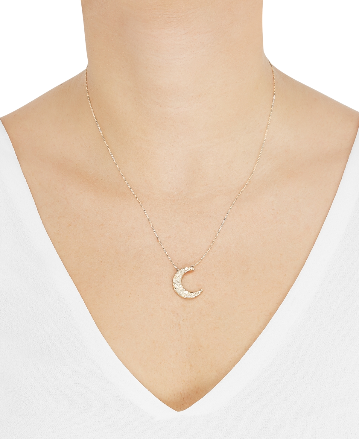 Macy's Polished Nugget Moon Pendant Necklace in 10k Yellow Gold