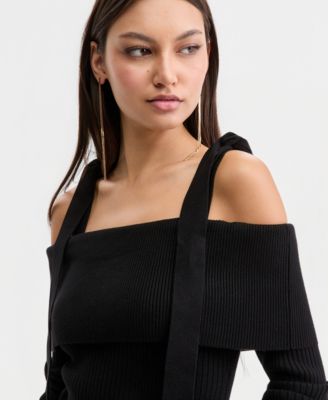 Women's Ribbed Terra Cold-Shoulder Sweater