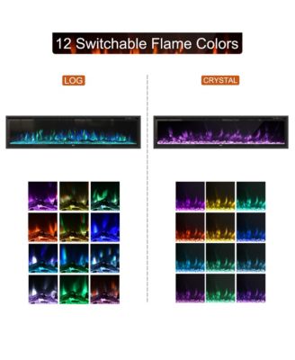 72 inches Recessed Wall-mounted Freestanding Multifunctional Electric Fireplace