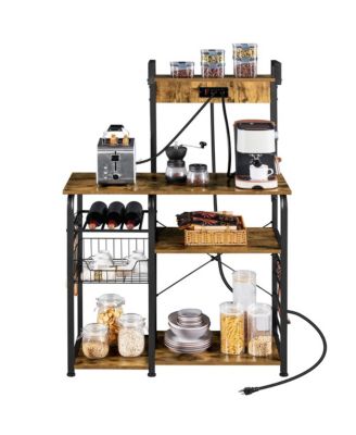 Industrial Rustic Kitchen Baker's Rack Rustic Brown