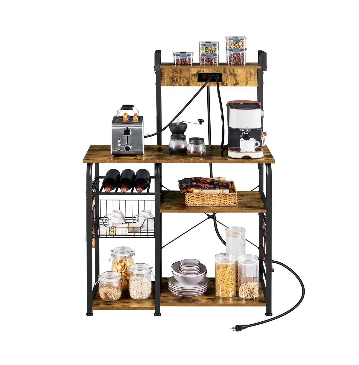 Yaheetech Industrial Rustic Kitchen Baker's Rack Rustic Brown - Rustic brown