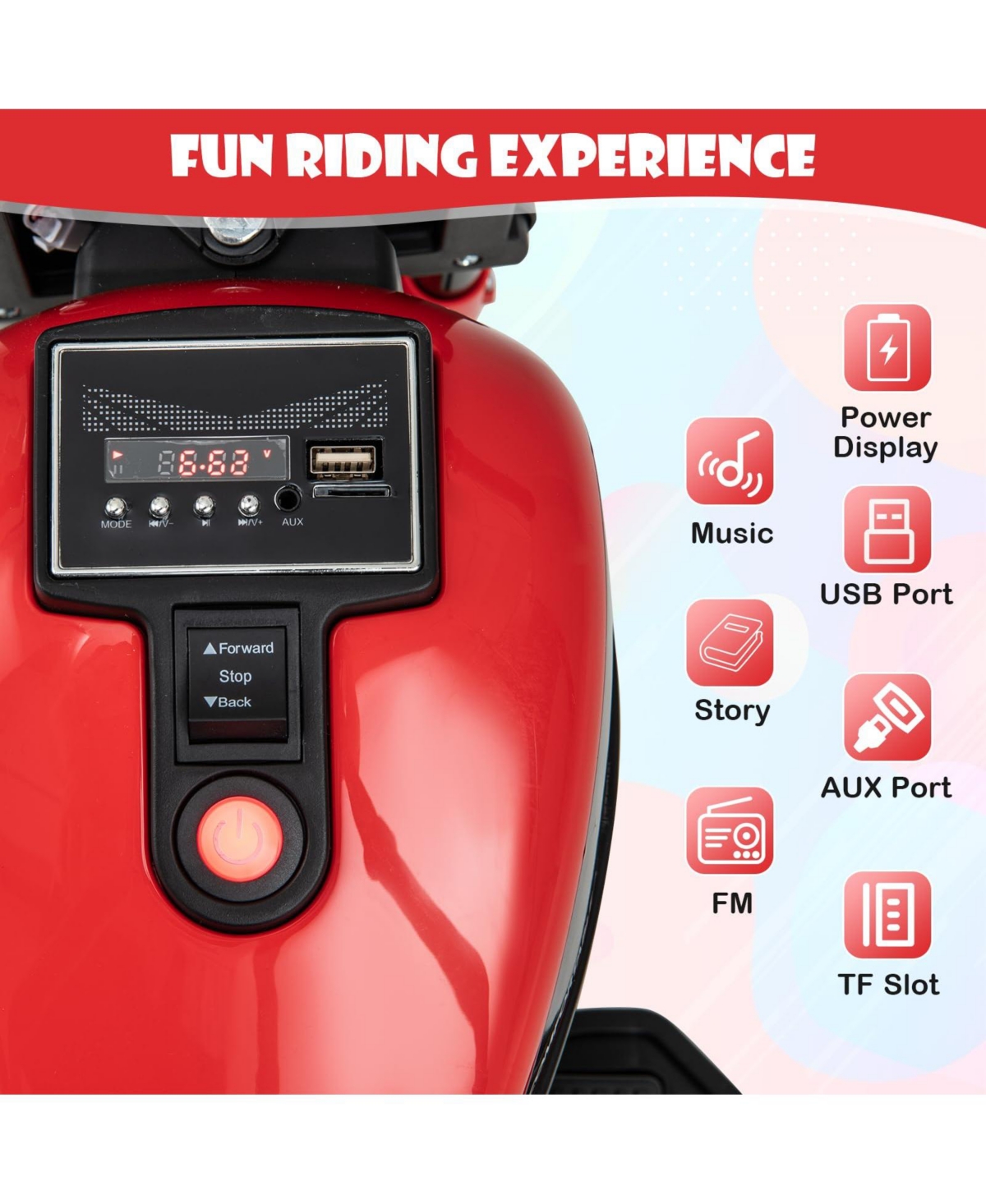 Mecale Kids Electric Motorcycle with Training Wheels and Led Headlights