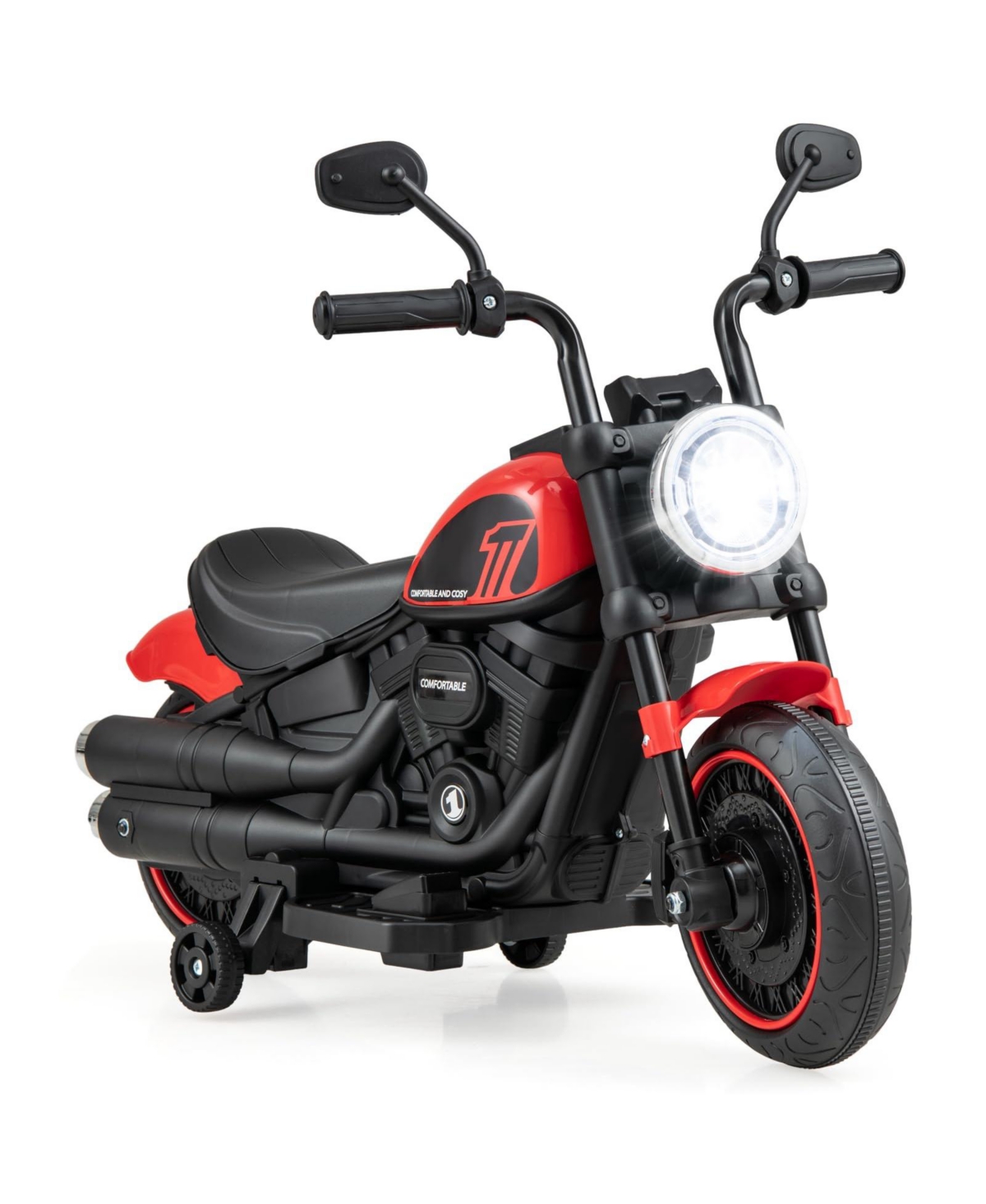 Mecale Kids Electric Motorcycle with Training Wheels and Led Headlights
