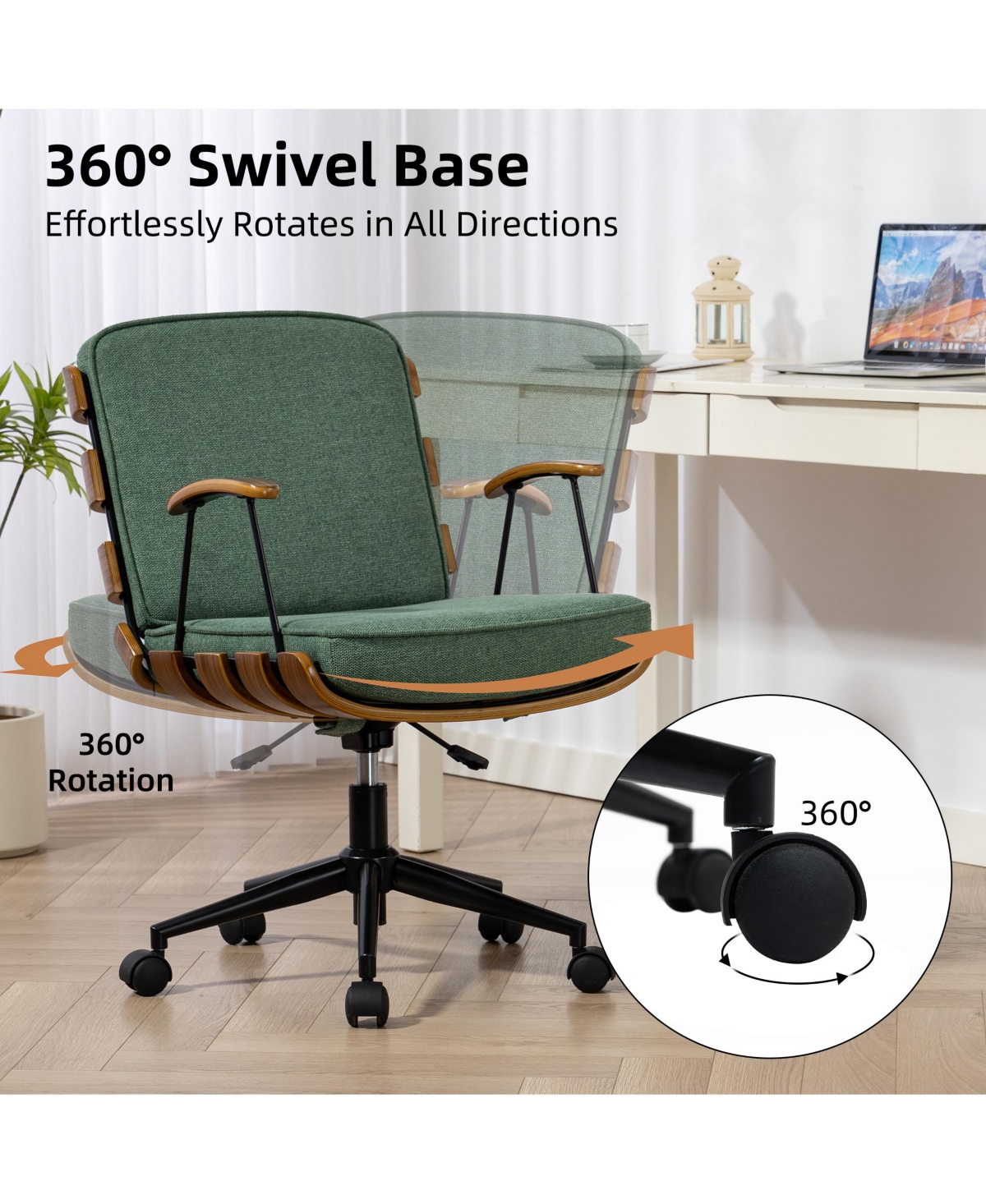 Dyhome Kitchen Dining Room Chairs, Boucle Dining Chairs Set of 2, Mid Century Modern Dining Chairs, Tufted Upholstered Chairs for Dining Room, Green K