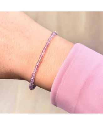 Pink Amethyst Bead Bracelet 14K Gold