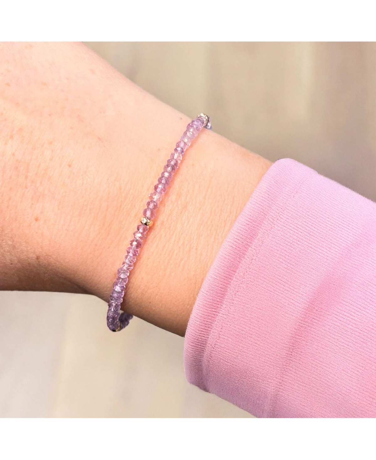 The Lovery Pink Amethyst Bead Bracelet 14K Gold