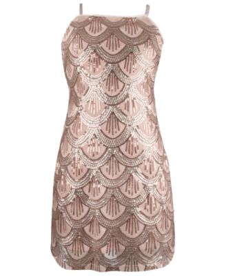 Girls' 7-16 Scallop Sequin Sleeveless Mini Dress