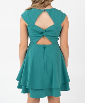 Girls' 7-16 Twist Back Skater Short-Sleeve Dress